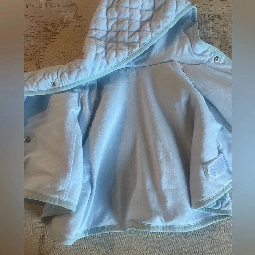 Ralph Lauren Quilted Velour Hooded Cape 9 mo Beryl Blue